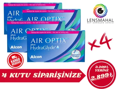 Air Optix Plus HydraGlyde - (4 Kutu İndirimli Set)